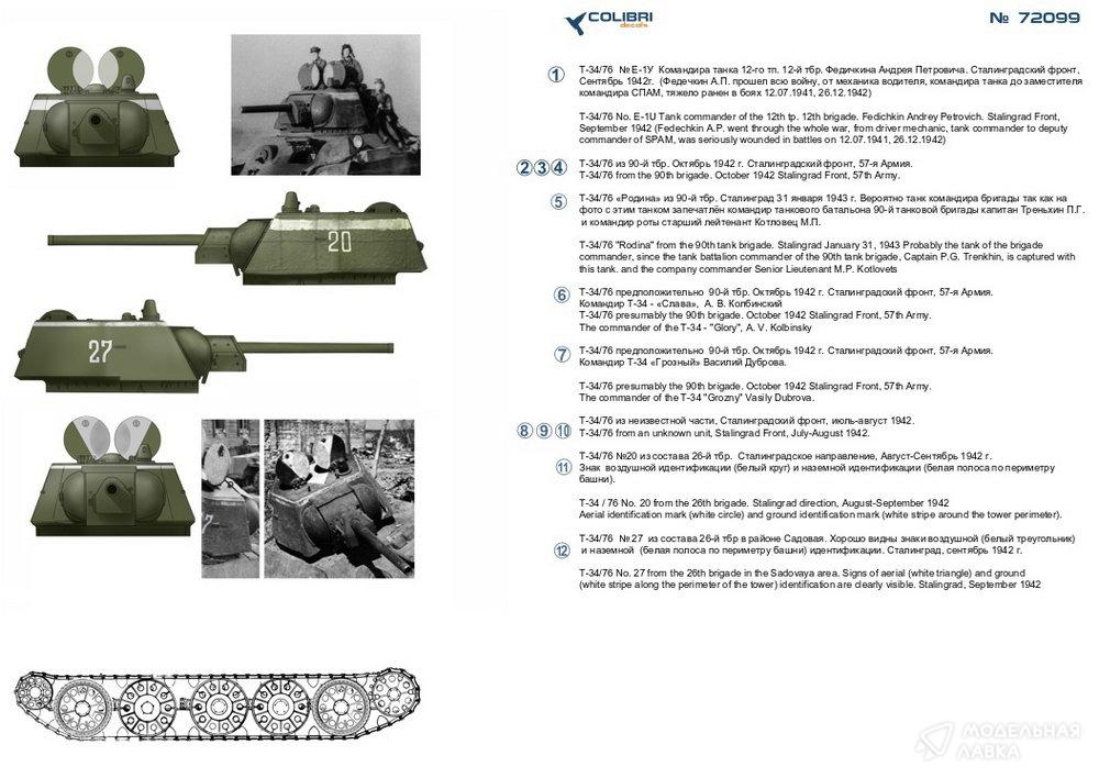 Декали для Т-34/76 mod 1942. Battles for Stalingrad. Part 1. Colibri Decals Декали для Т-34/76 mod 1942. Battles for Stalingrad. Part 1. Colibri Decals