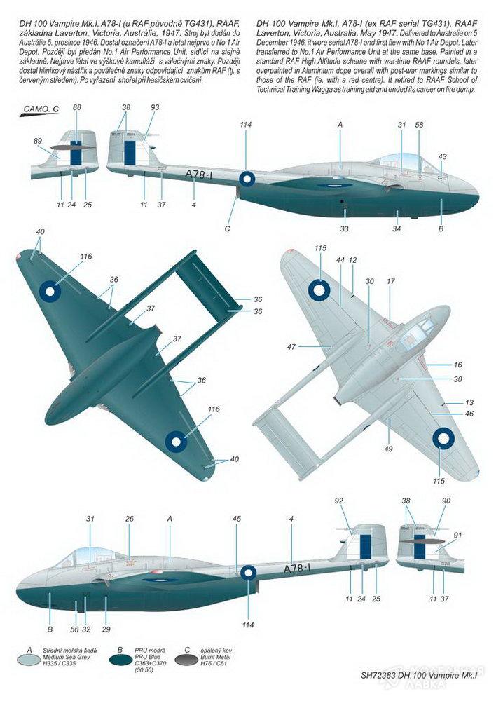 Сборная модель DH.100 Vampire Mk.I 'RAF, RAAF and Armee de l'Air' в масштабе 1:72 Special Hobby Сборная модель DH.100 Vampire Mk.I 'RAF, RAAF and Armee de l'Air' Special Hobby