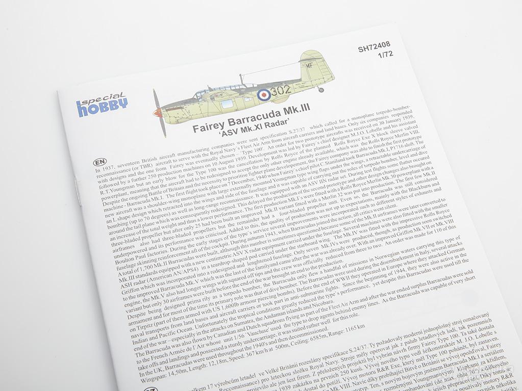 Сборная модель Fairey Barracuda Mk.III 'ASV Mk.XI Radar' в масштабе 1:72 Special Hobby Сборная модель Fairey Barracuda Mk.III 'ASV Mk.XI Radar' Special Hobby
