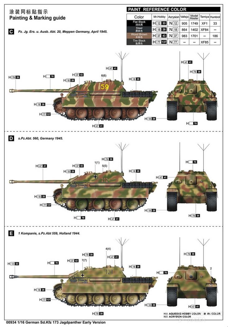 Сборная модель German Sd.Kfz 173 Jagdpanther Early Version в масштабе 1:16 Trumpeter Сборная модель German Sd.Kfz 173 Jagdpanther Early Version Trumpeter