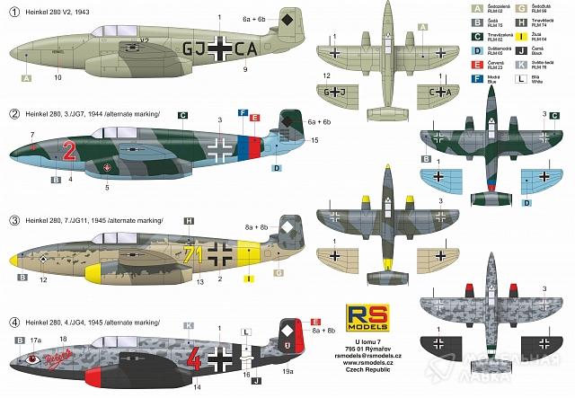 Сборная модель Heinkel He-280 в масштабе 1:72 RS Models Сборная модель Heinkel He-280 RS Models