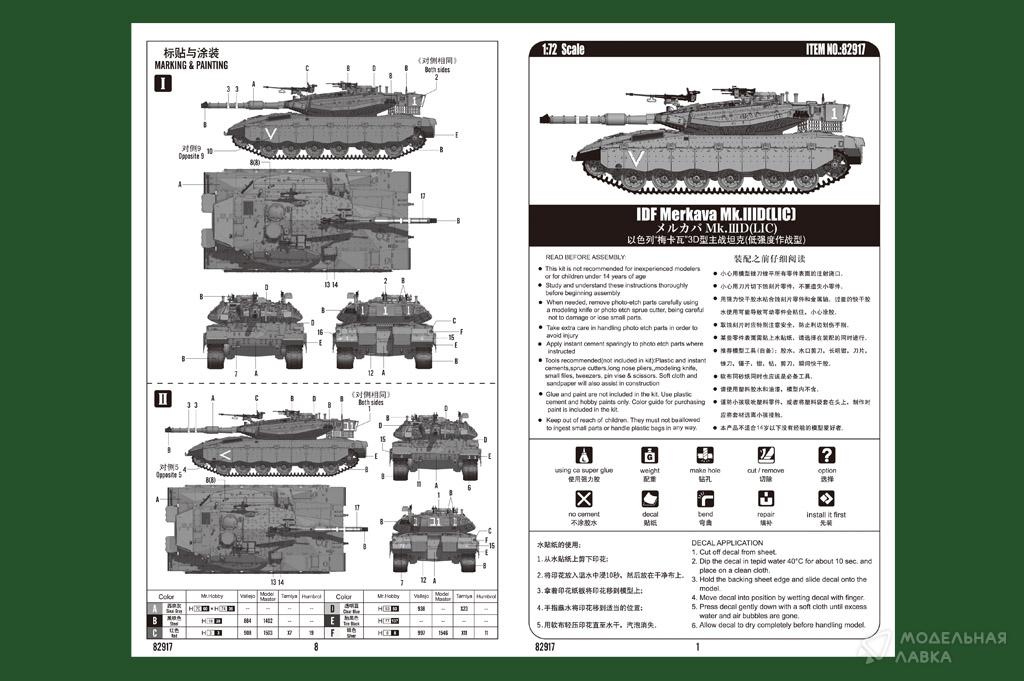 Сборная модель IDF Merkava Mk.IIID (LIC) в масштабе 1:72 Hobby Boss Сборная модель IDF Merkava Mk.IIID (LIC) Hobby Boss