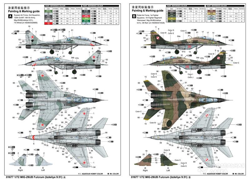 Сборная модель Mig-29UB Fulcrum-B в масштабе 1:72 Trumpeter Сборная модель Mig-29UB Fulcrum-B Trumpeter