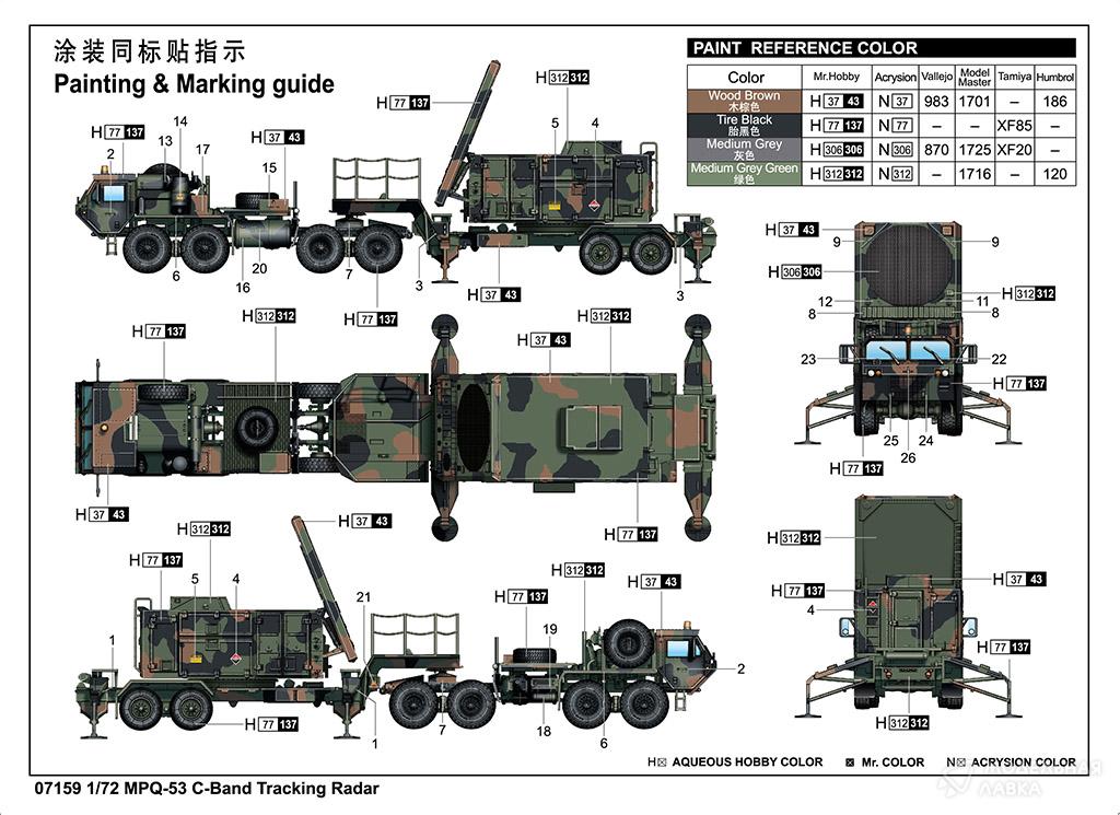 Сборная модель MPQ-53 C-Band Tracking Radar в масштабе 1:72 Trumpeter Сборная модель MPQ-53 C-Band Tracking Radar Trumpeter