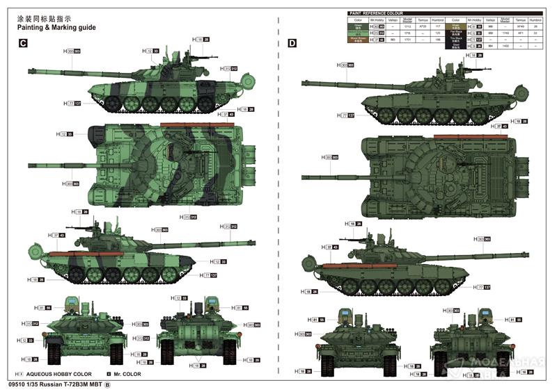 Сборная модель российский танк Т-72Б3М в масштабе 1:35 Trumpeter Сборная модель российский танк Т-72Б3М Trumpeter