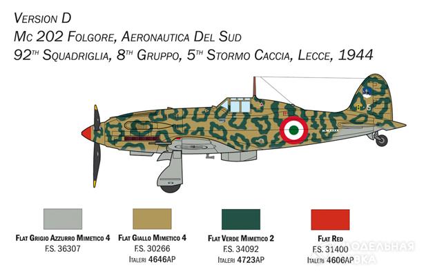 Сборная модель самолет MC.202 Folgore в масштабе 1:72 Italeri Сборная модель самолет MC.202 Folgore Italeri