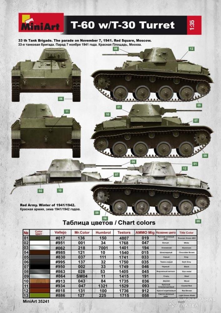 Сборная модель советский легкий танк Т-60 (башня Т-30) с интерьером в масштабе 1:35 MiniArt Сборная модель советский легкий танк Т-60 (башня Т-30) с интерьером MiniArt