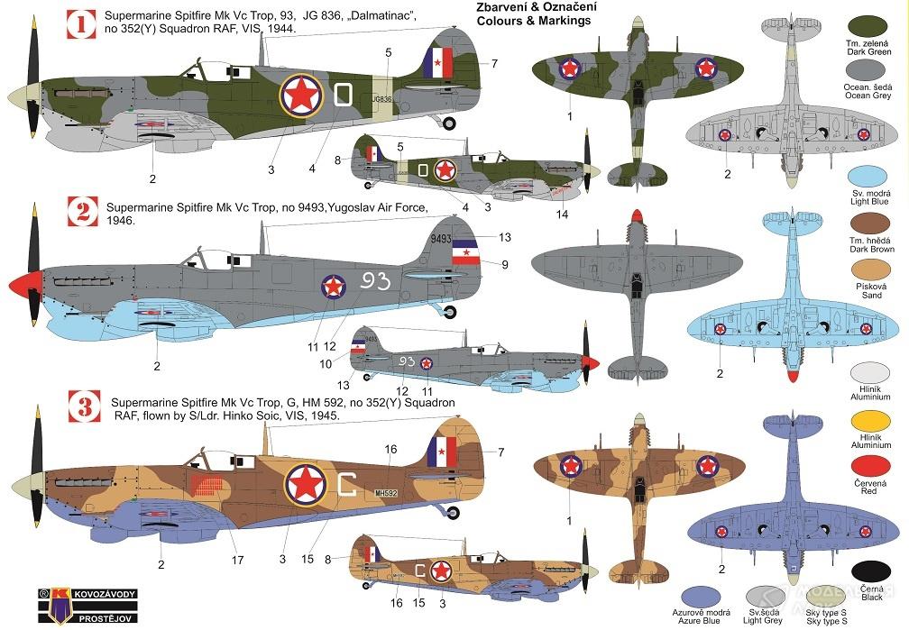 Сборная модель Spitfire Mk.Vc "Over Yugoslavia" в масштабе 1:72 Kovozavody Prostejov Сборная модель Spitfire Mk.Vc "Over Yugoslavia" Kovozavody Prostejov