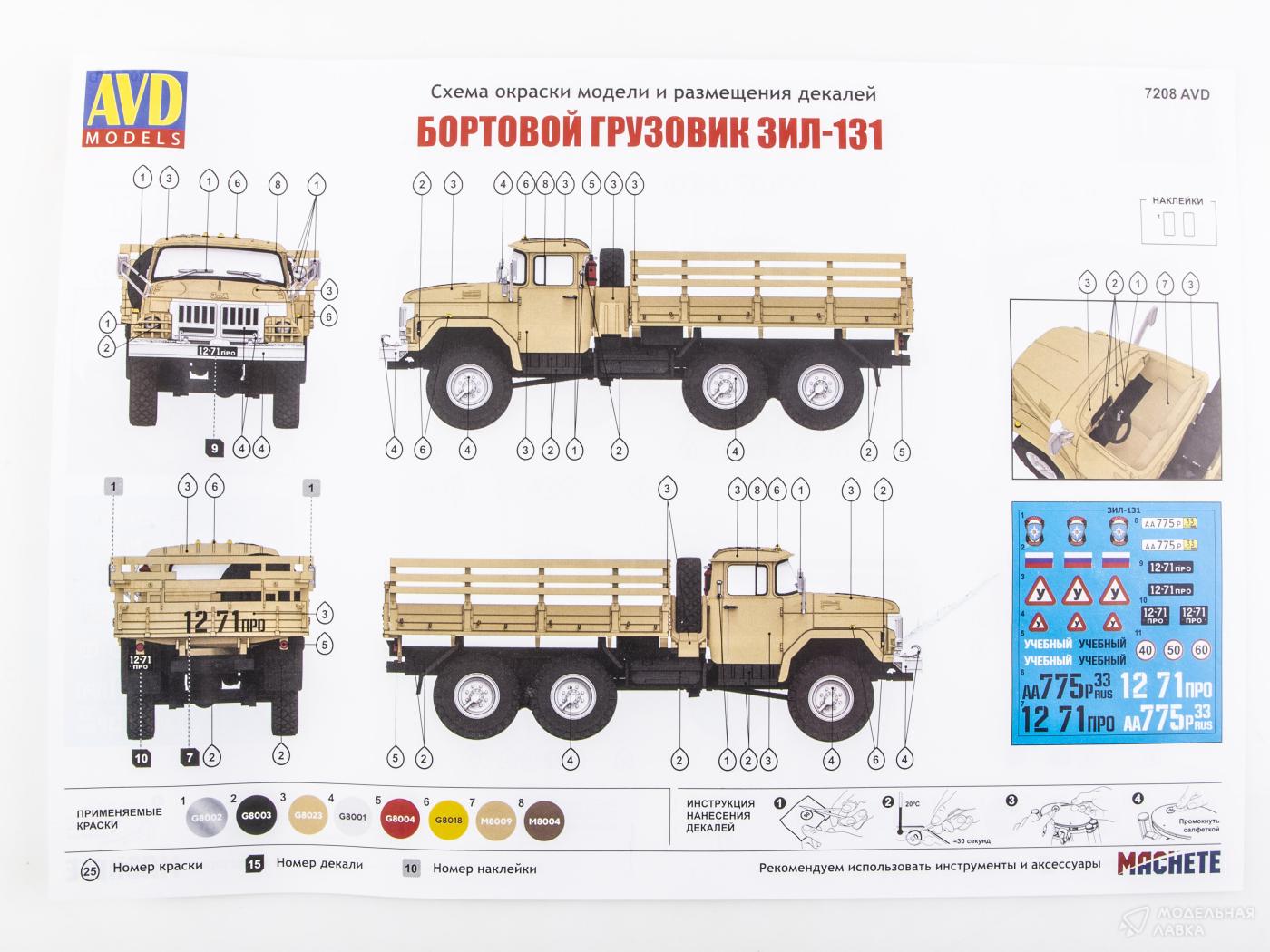 Сборная модель ЗИЛ-131 бортовой в масштабе 1:72 AVD Models Сборная модель ЗИЛ-131 бортовой AVD Models