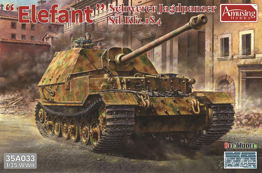 Сборная модель самоходное орудие ELEFANT (интерьер+циммерит) в масштабе 1:35 Amusing Hobby Сборная модель самоходное орудие ELEFANT (интерьер+циммерит) Amusing Hobby