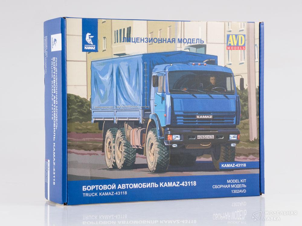 Сборная модель КАМАЗ-43118 6x6 бортовой с тентом в масштабе 1:43 AVD Models Сборная модель КАМАЗ-43118 6x6 бортовой с тентом AVD Models