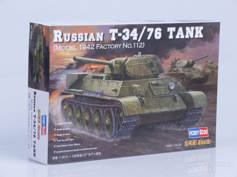 Сборная модель танк Russia T-34/76 Tank 1942 в масштабе 1:48 Hobby Boss Сборная модель танк Russia T-34/76 Tank 1942 Hobby Boss
