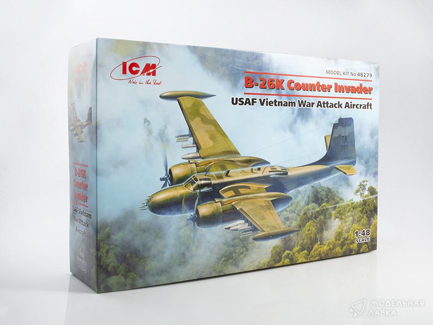 Сборная модель военный штурмовик ВВС США во Вьетнаме B-26K Counter Invader (Встречный захватчик) в масштабе 1:48 ICM Сборная модель военный штурмовик ВВС США во Вьетнаме B-26K Counter Invader (Встречный захватчик) ICM