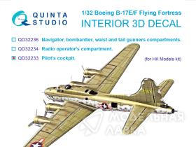 3D Декаль интерьера кабины Boeing B-17E/F, Пилотская кабина (HK models)