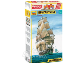 Бригантина c клеем, кисточкой и красками.