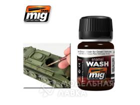 DARK BROWN WASH FOR GREEN VEHICLES (Темно-коричневая смывка для техники зеленого цвета)