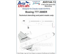 Декаль Боинг 777-300 технические надписи