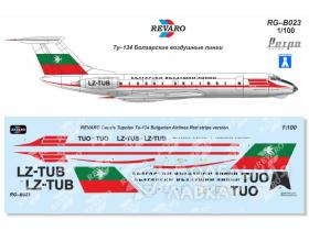 Декаль Ту-134 Болгарские воздушные линии (красная полоса)