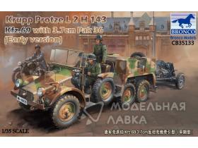 Немецкий транспортер Krupp Protze L2 H 143 Kfz.69 с орудием 37-мм Pak 36 (раннее производство)