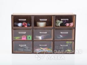Органайзер с прозрачными стенками. 9 ящиков
