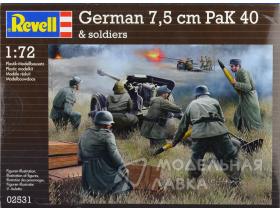 Противотанковая пушка German 7,5 cm PaK40 и экипаж