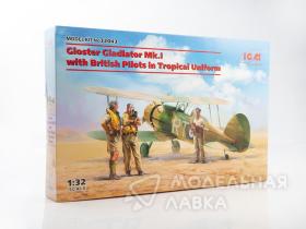 Самолет Gloster Gladiator Mk.I с британскими пилотами в тропической униформе