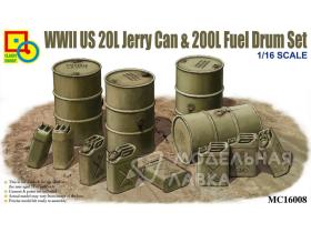 WWII US 20L Jerry Can & 200L Fuel Drum Set